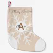 Roze pastel monogegrammeerd stijlvol script modern kleine kerstsok (Voorkant)