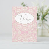 Roze Pastel Nep Kant Vlak Bedankkaart (Staand voorkant)