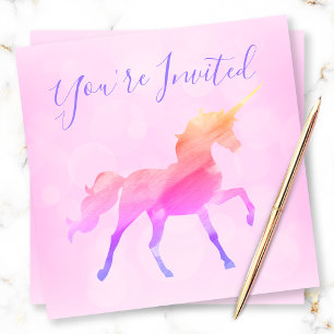 Roze pastel ombre Magical Unicorn Birthday Kaart