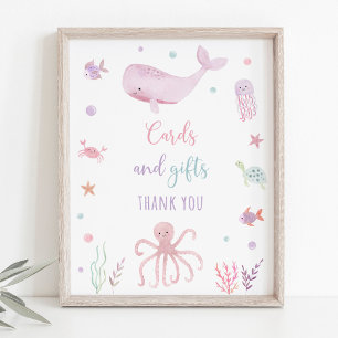 Roze Pastel Onder het Zee Verjaardagscadeau Teken Poster