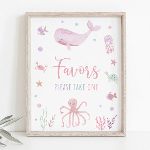 Roze Pastel Onder het Zee Verjaardagsgunst Teken Poster
