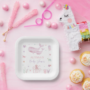 Roze Pastel Onder het Zeeen Baby shower Papieren Bordje