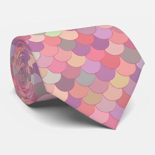 Roze Pastel Regenboog Zeemeermin Merman Scales Str Stropdas (Opgerold)