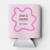 Roze pastel retro bruiloft grens lijst naam datum blikjeskoeler (Achterkant)