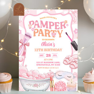 Roze Pastel Retro Spa Verwennen Verjaardagsfeestje Kaart