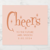 Roze Pastel Rood Retro Vrijgezellenfeest Sparkling Wijnetiket (Enkel label)