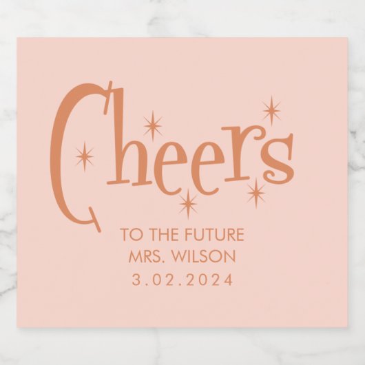 Roze Pastel Rood Retro Vrijgezellenfeest Sparkling Wijnetiket (Enkel label)