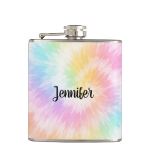 Roze Pastel Tie Dye Meisjesachtig Chic Heupfles