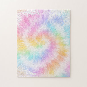 Roze Pastel Tie Dye Meisjesachtig Chic Legpuzzel
