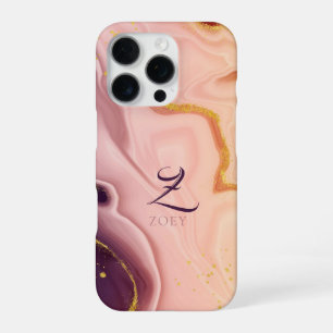 Roze Pastel Violet Glitter Waterverf iPhone 16 Pro Hoesje