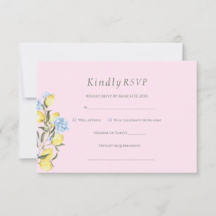 Roze Pastel Waterverf Citrus Bruiloft RSVP Kaart