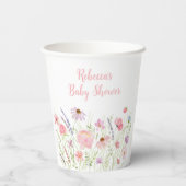 Roze Pastel Wildflower Baby shower Papieren Bekers (Achterkant)