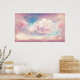 Roze Pastel Wolken Cloudscape Art Poster