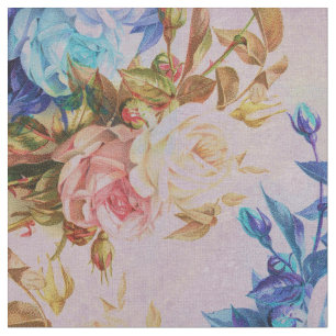 Roze pastelblauwe rozen bloemen stof