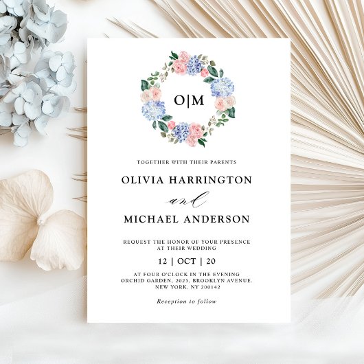 Roze pastelroze bruine hydrangeas kaart