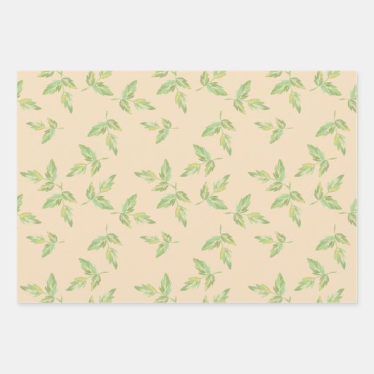 Roze Pastelrozen en Groene Bladeren Gevarieerd Inpakpapier Vel (Voorkant 2)