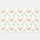 Roze Pastelrozen en Groene Bladeren Gevarieerd Inpakpapier Vel (Voorkant)