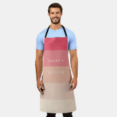 Roze pastelstrepen schort (Gedragen)