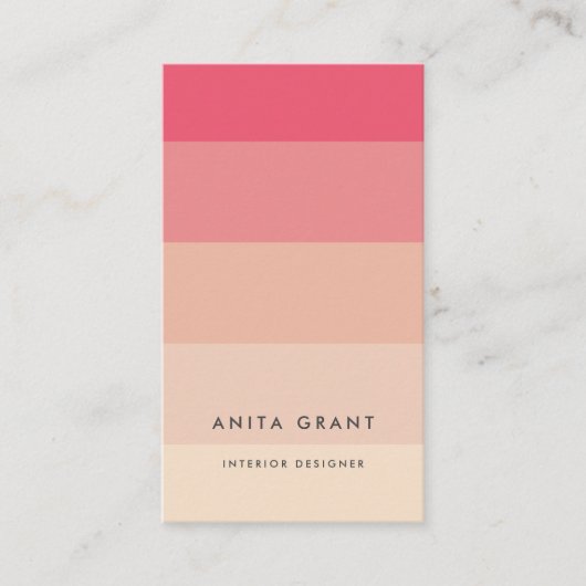 Roze pastelstrepen verticaal visitekaartje (Voorkant)