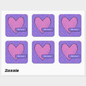 Roze Patchwork Hart Vierkante Sticker (Vel)