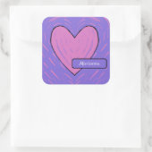 Roze Patchwork Hart Vierkante Sticker (Tas)