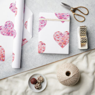 Roze Patchwork Harten Valentijnsdag Cadeaupapier