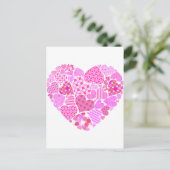 Roze Patchwork Heart Briefkaart (Staand voorkant)
