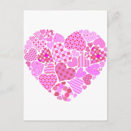 Roze Patchwork Heart Briefkaart (Voorkant)
