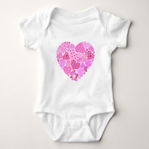 Roze Patchwork Heart Romper