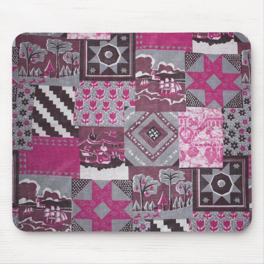 Roze Patchwork Mousepad Muismat (Voorkant)
