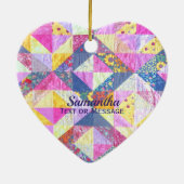 Roze patchwork Quilt Ceramic Ornament (Achterkant)