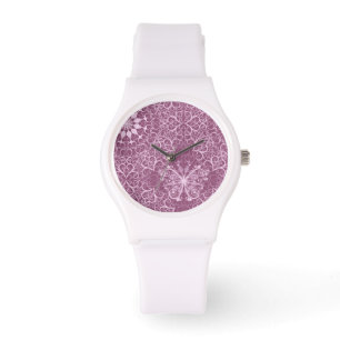  roze patroon horloge