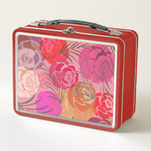 Roze patroon met bloemen en planten