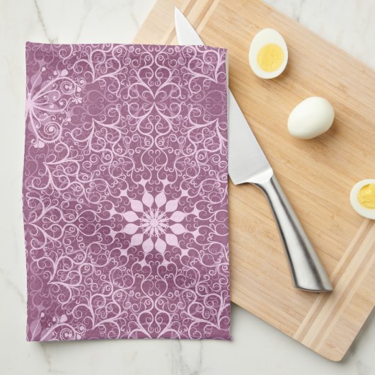 roze patroon theedoek (Quarter Fold)