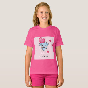 Roze patroon van de acute olifant t-shirt