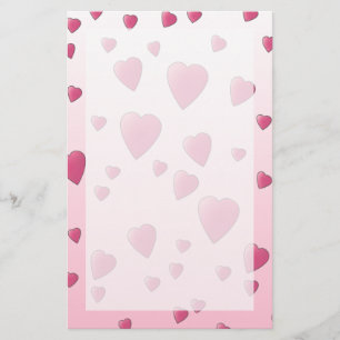 roze patroon van liefdesharten. briefpapier