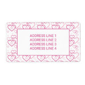 Roze patroon voor hartvormen met aangepaste tekst etiket (Voorkant)