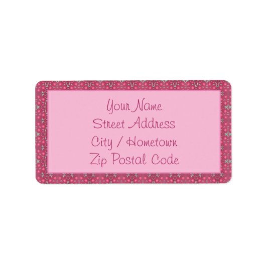 Roze patterned Designer Etiket (Voorkant)