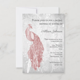 Roze Pauw Bruidsmeisjelfeest Uitnodiging