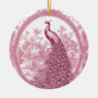  roze pauw keramisch ornament