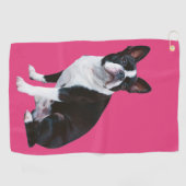 Roze Paw-fectie: Boston Terrier Golf Handdoek (Horizontaal)