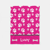 Roze Paw Print Deken Geweldig voor Honden (Voorkant)