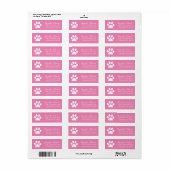 Roze Paw Print retour adres label (Full Sheet)