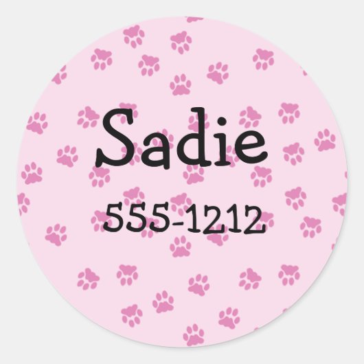 Roze Paw Print Stickers (#LABL 019) (Voorkant)