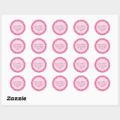 Roze pawprint cirkel adreslabel, donkerdere rand ronde sticker (Vel)