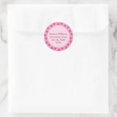 Roze pawprint cirkel adreslabel, donkerdere rand ronde sticker (Tas)