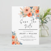 Roze Peach 70s 80s 90s Kleurrijke Bruiloft Save The Date (Staand voorkant)