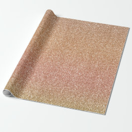 Roze Peach Blush Ombre Gouden Glitter Cadeaupapier