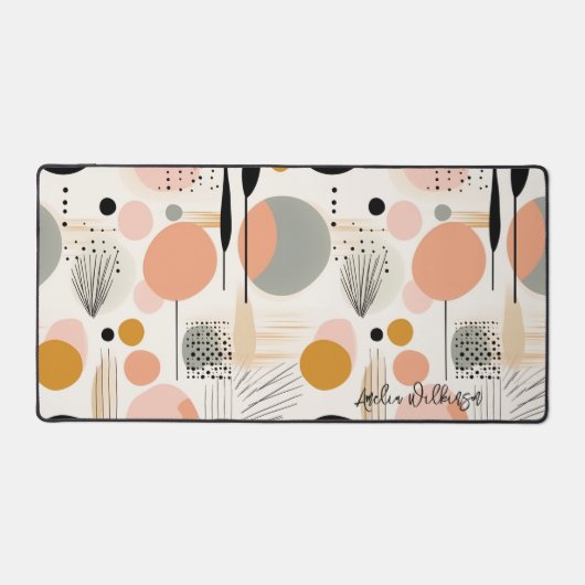 Roze Peach Esthetisch Modern Abstract Bureaumat (Voorkant)