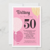Roze Peach Fabulous 50 Verjaardag Uitnodiging (Achterkant)